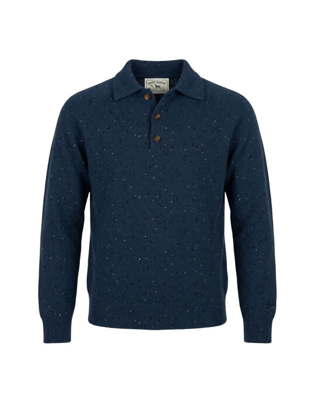 Mc2 Saint Barth Blue Alfie Raglan Donegal Polo Sweater for men