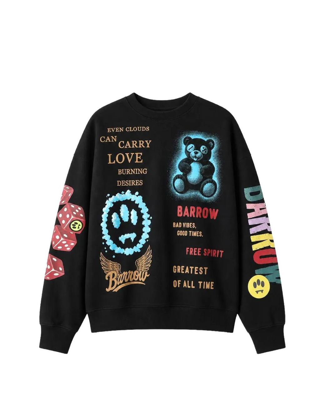 Barrow Black Graphic-Print Sweatshirt for men