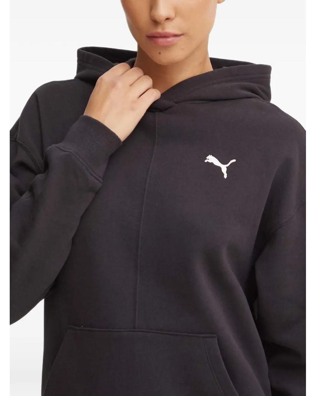 PUMA Black Hoodie À Logo Brodé