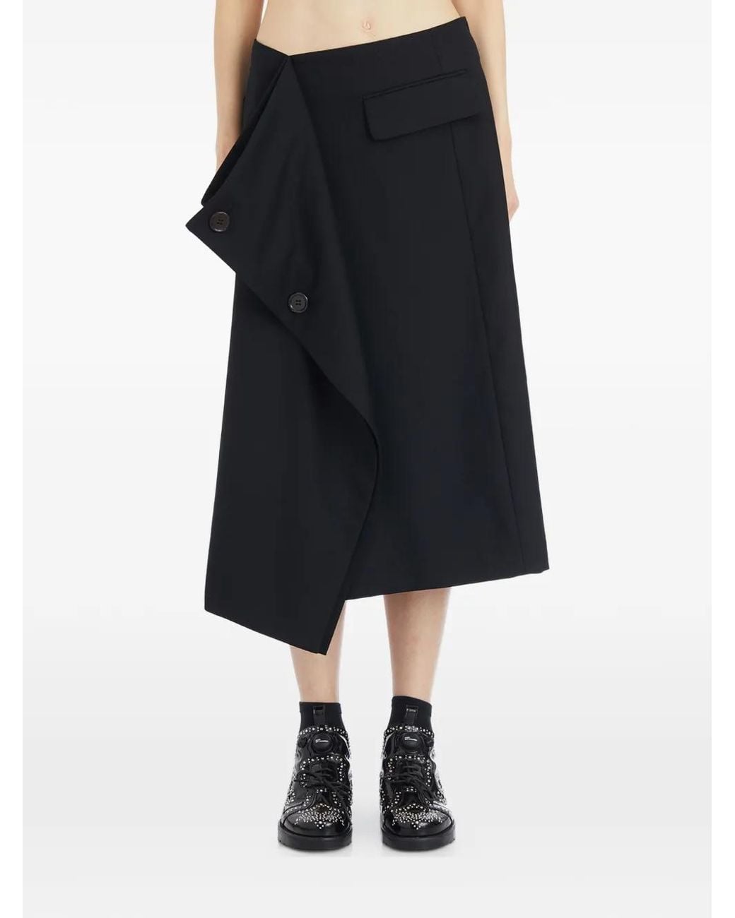 Comme des Garçons Black Button Midi Skirt