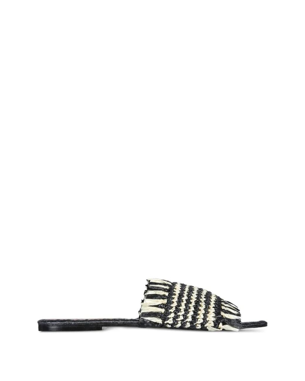 De Siena Shoes White Tamires Fringed Woven Sandals