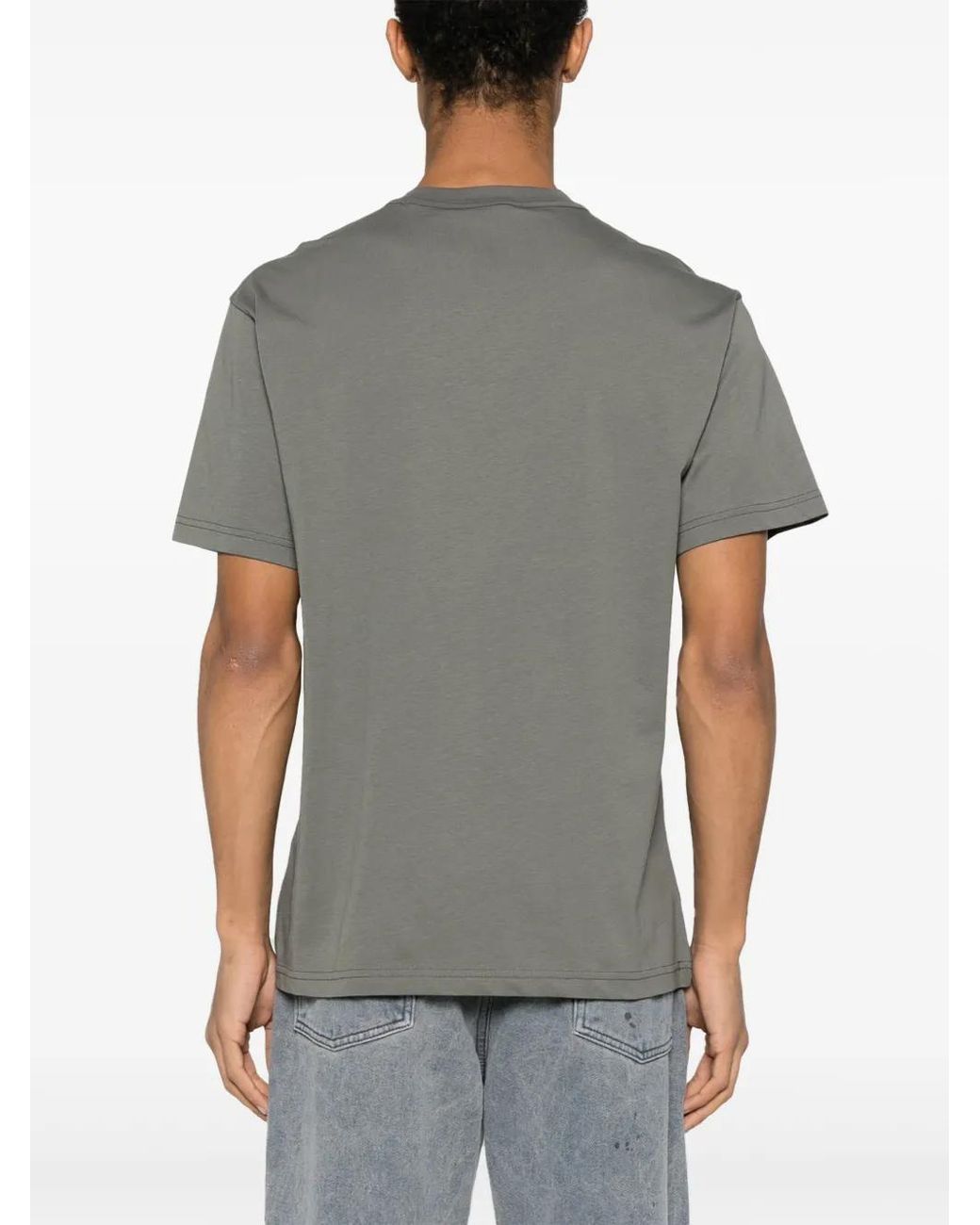 Versace Jeans Couture Gray Logo-Print Cotton T-Shirt for men