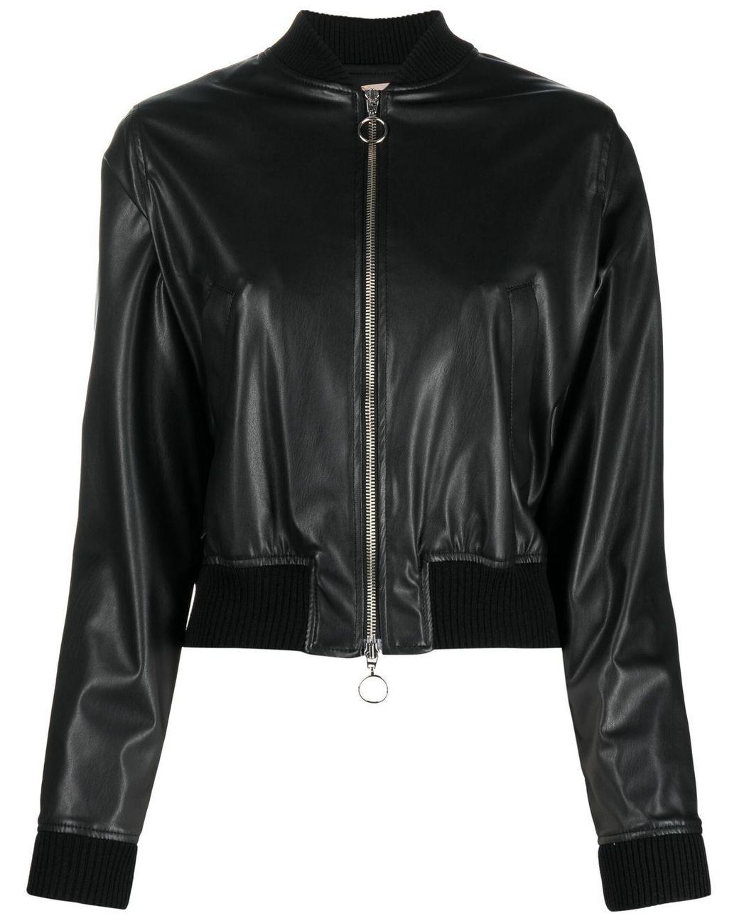 Semicouture Faux-leather Bomber Jacket in Black | Lyst