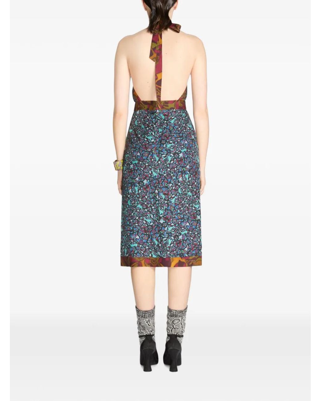 Dries Van Noten Viscose Halterjurk in het Blue