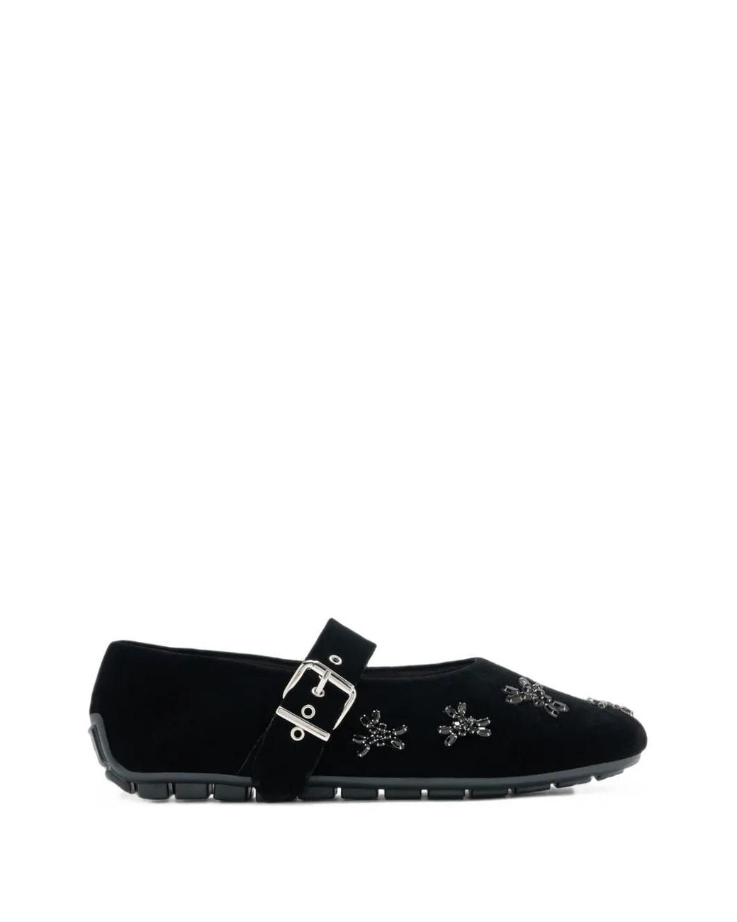 Simone Rocha White Embellished Velvet Ballet Flats