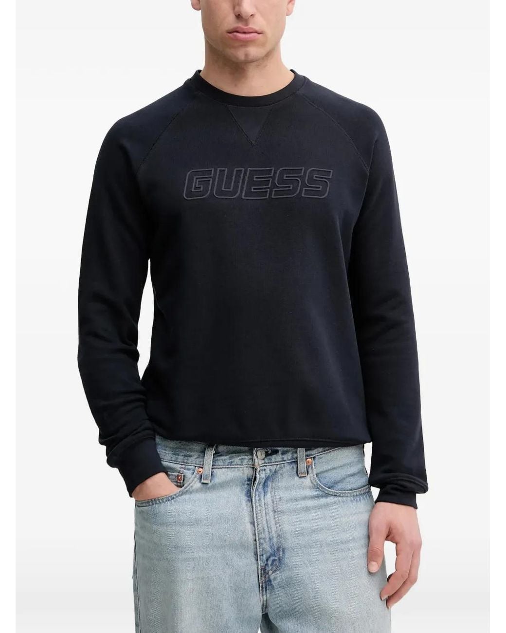 Guess Pullover Mit Logo-Print in Blue für Herren