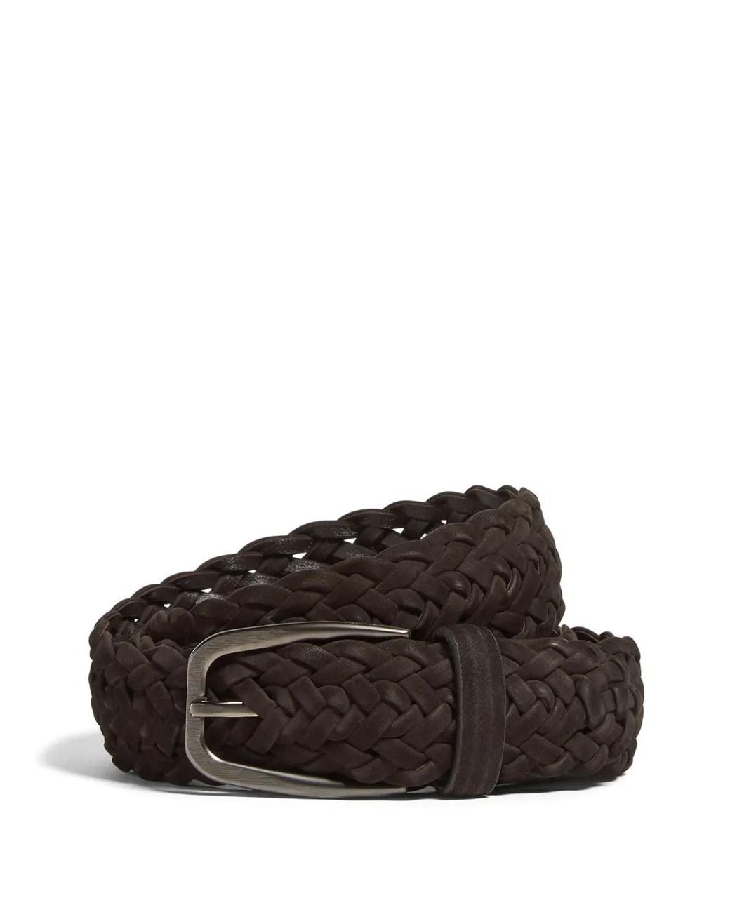 Zegna Brown Braided Leather Belt for men