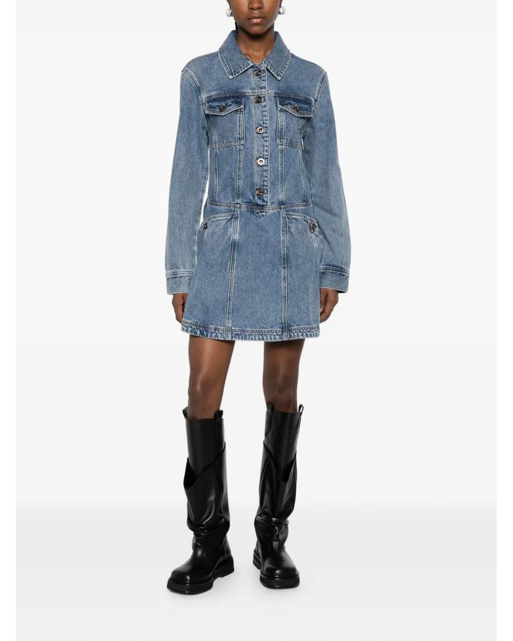 Self-Portrait Blue Denim Mini Shirt Dress