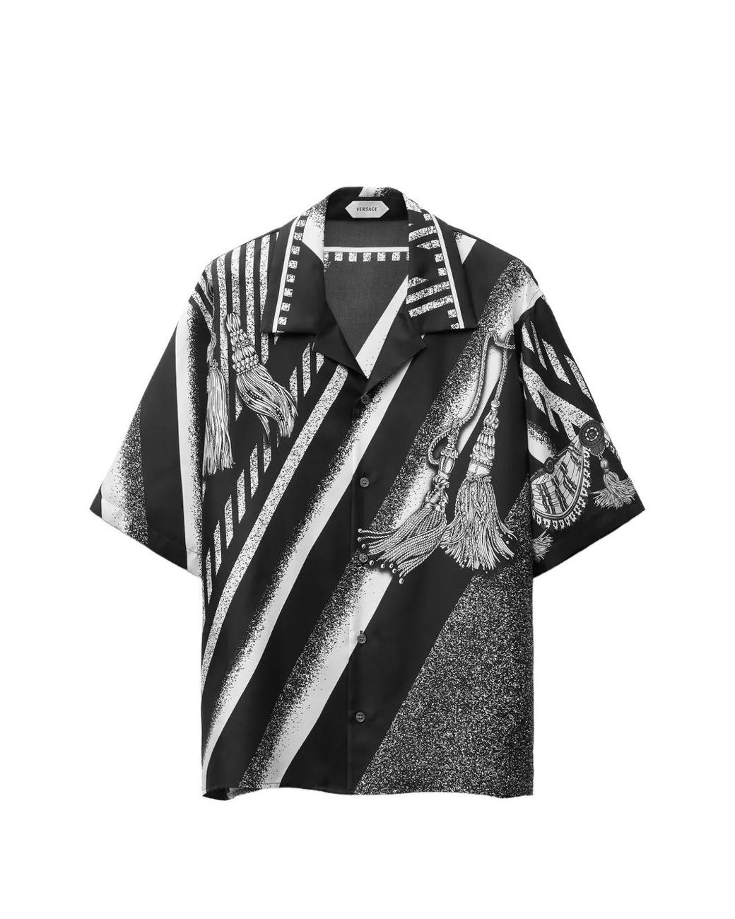 Versace Black Printed Silk Twill Shirt for men