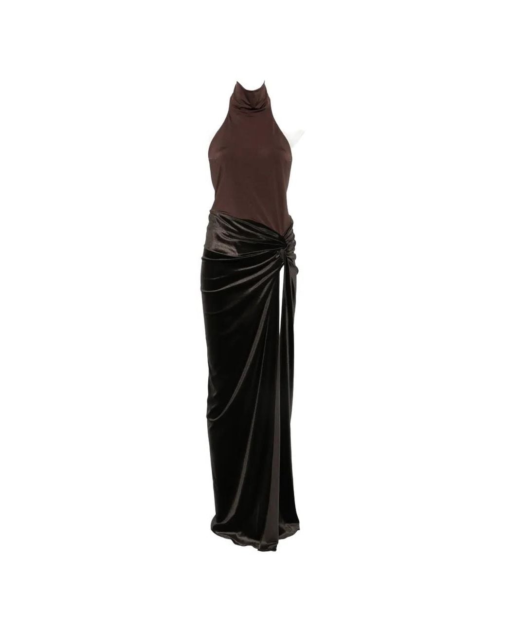 ANDAMANE White Halterneck Backless Bodysuit Maxi Dress
