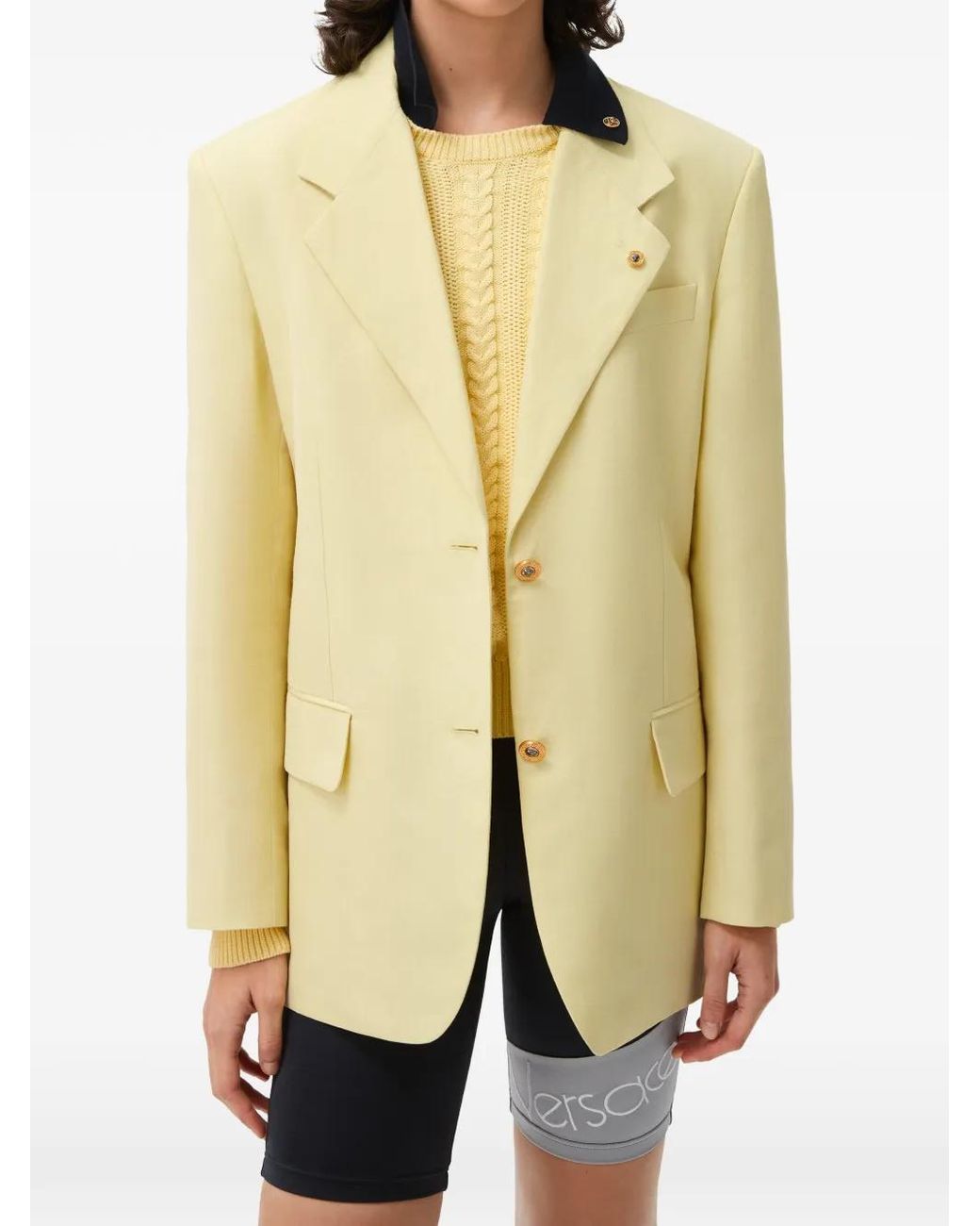 Versace Metallic Notched-Lapel Single-Breasted Blazer