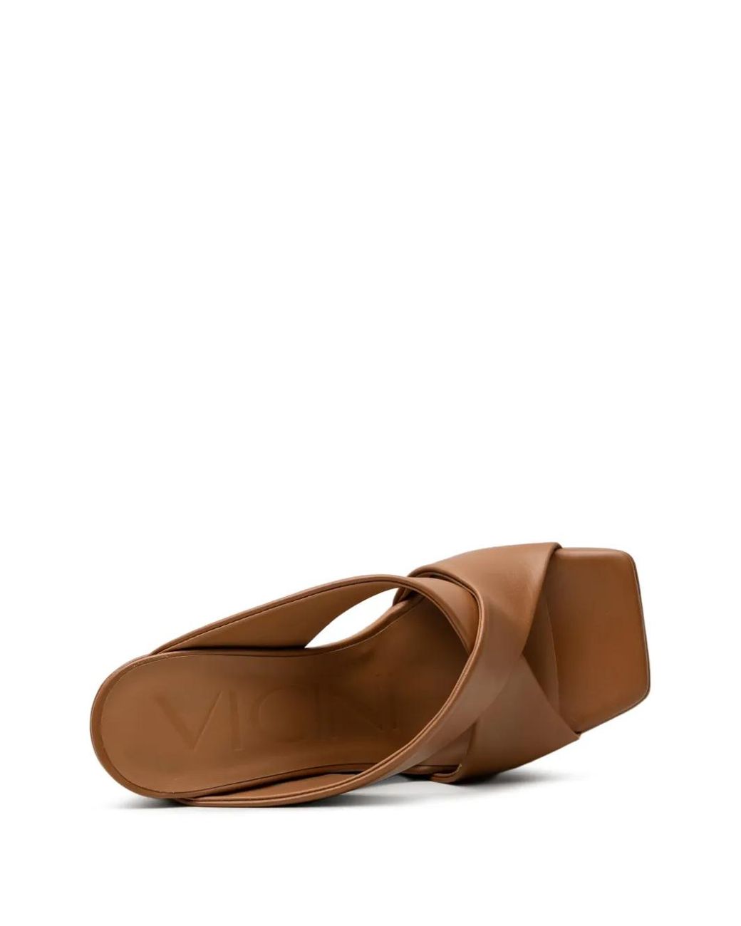 Vicini Brown Crossover-Strap Platform Mules
