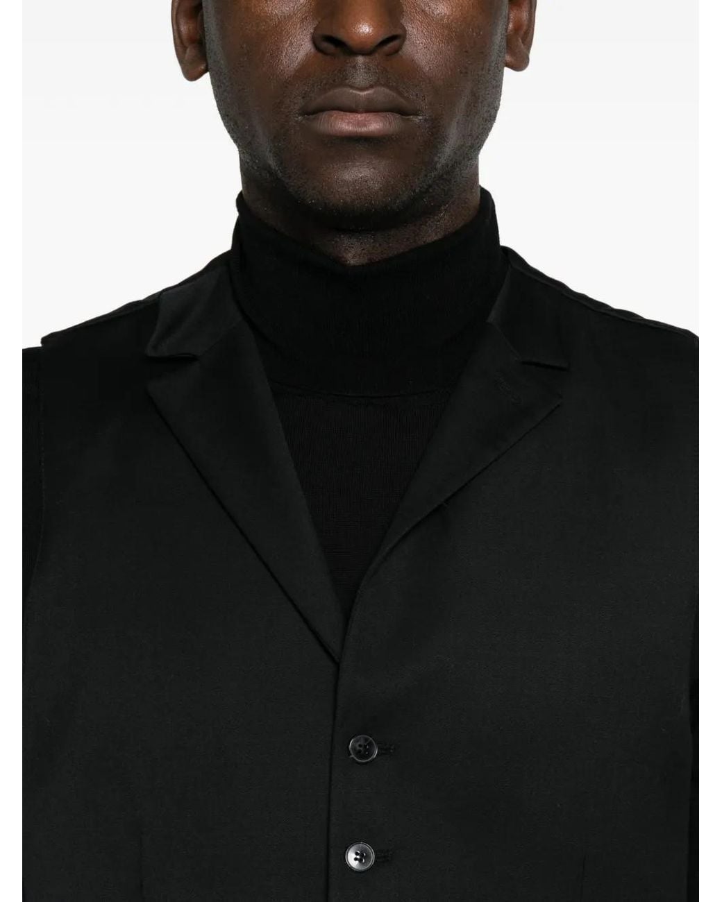 Karl Lagerfeld Black Notch-Lapel Button-Up Waistcoat for men