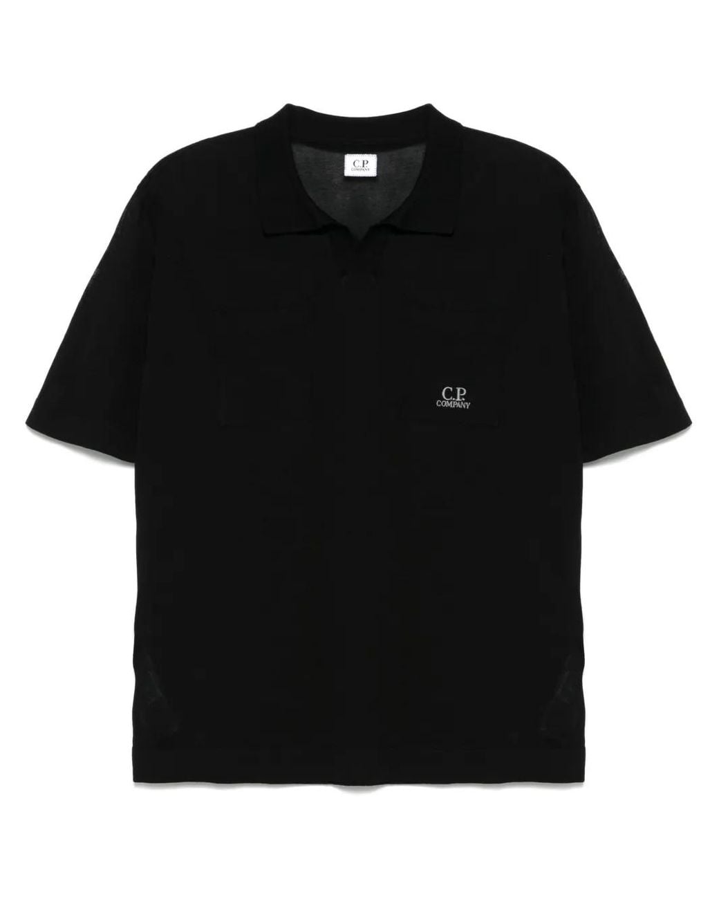 C P Company Black Logo-Embroidered T-Shirt for men