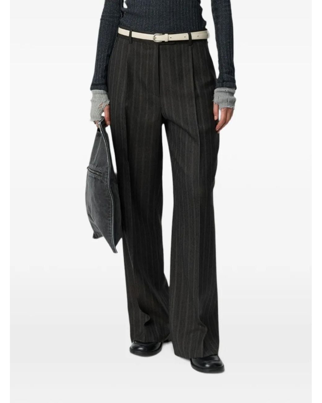 mfpen Black Pantalon De Tailleur Primary À Fines Rayures