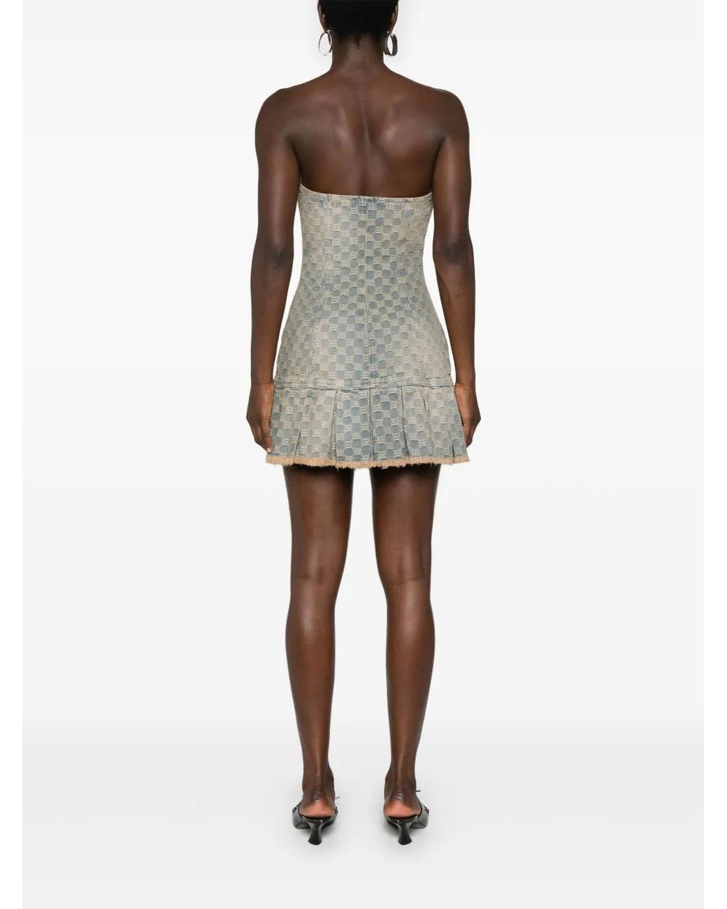 M I S B H V Gray Monogram-Jacquard Denim Mini Dress
