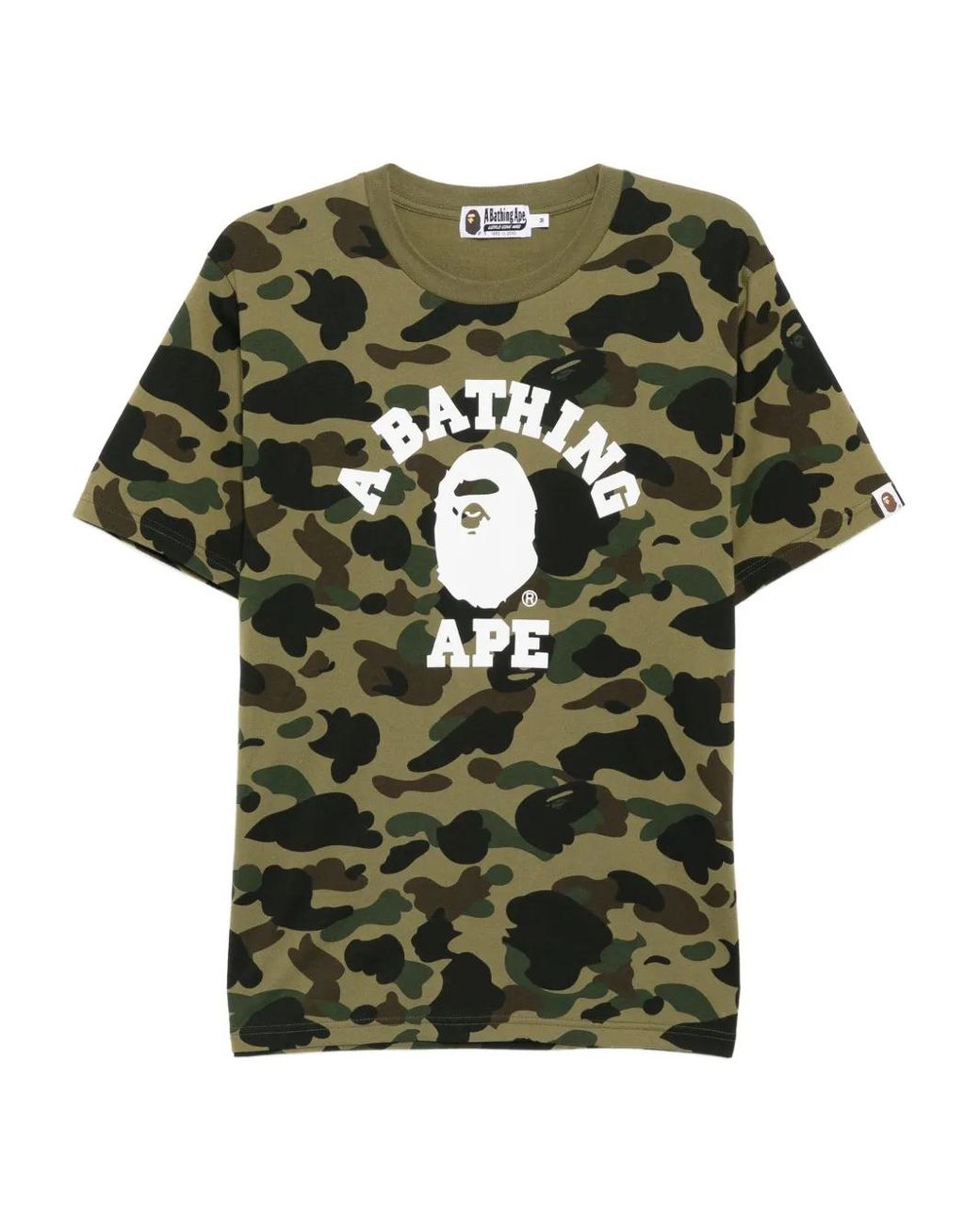 A Bathing Ape Green Logo Printed T-Shirt for men