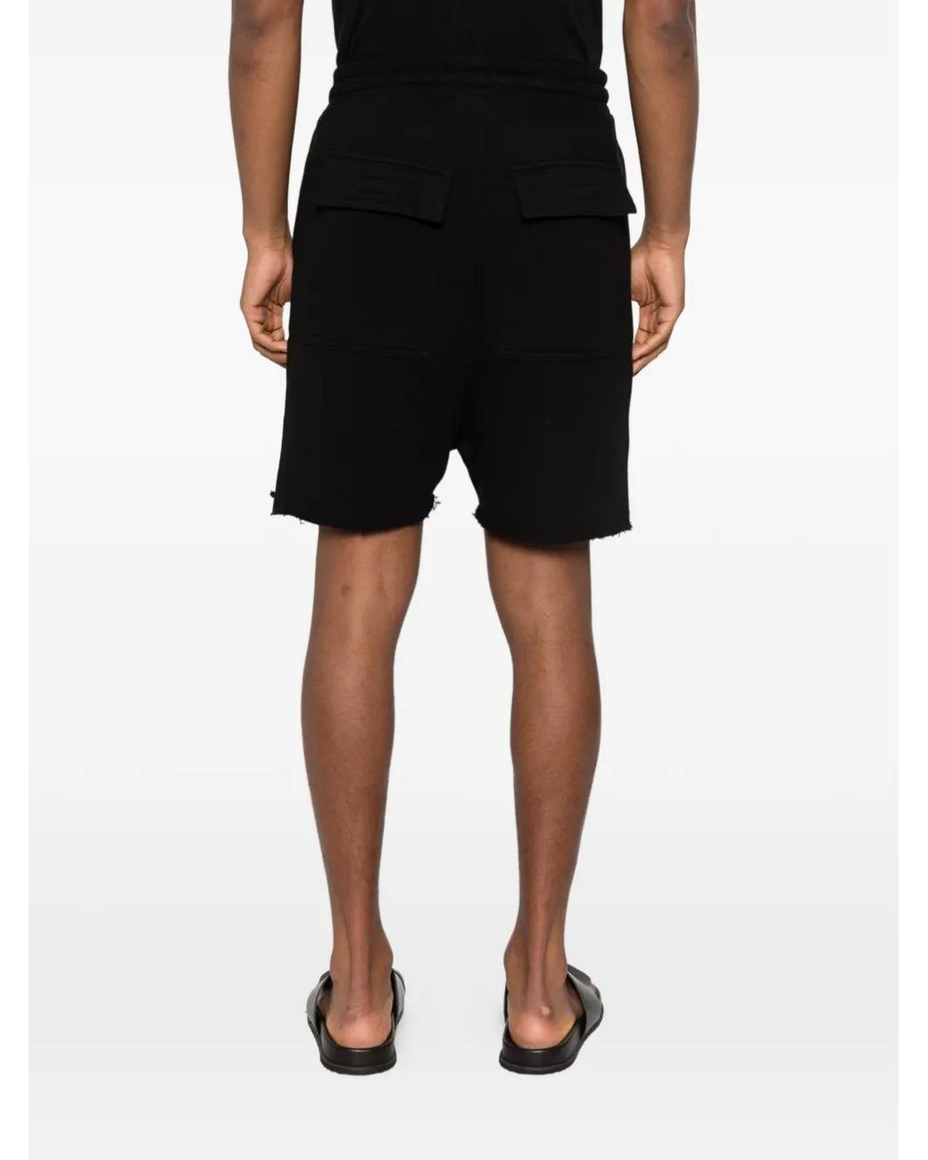 Thom Krom Black Drawstring Frayed Shorts for men