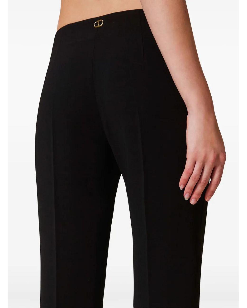 Twinset Black Crêpe Flared Trousers