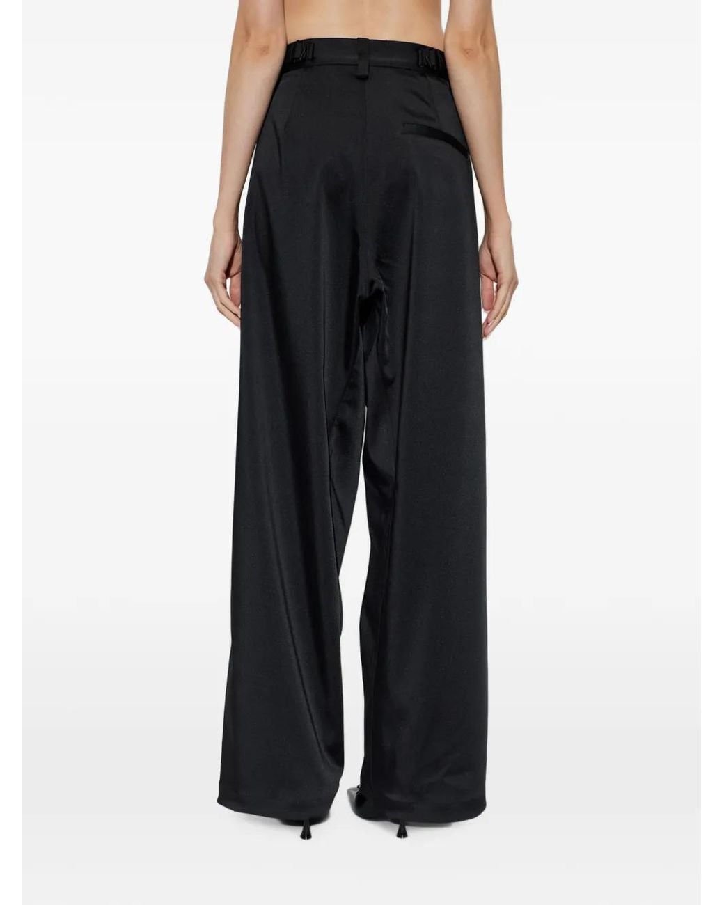 The Mannei Black Pleated Wide-Leg Trousers