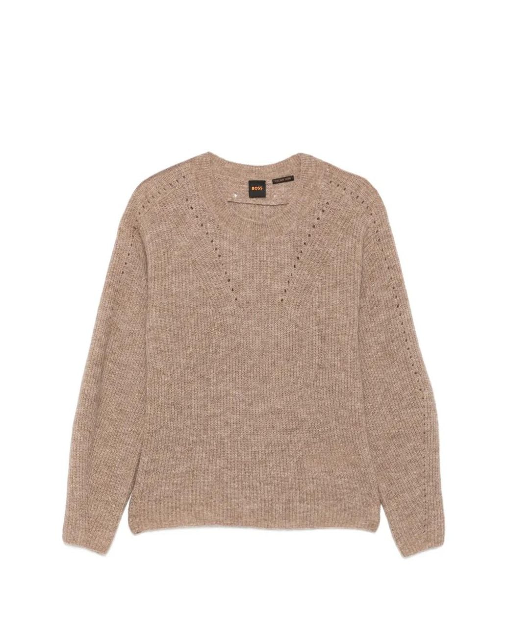 Boss Natural Pointelle-Knit Sweater