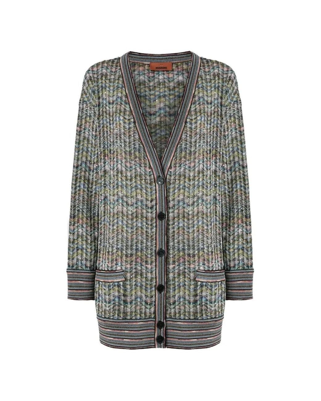 Missoni Gray Oversized Viscose-Blend Cardigan With Sequins