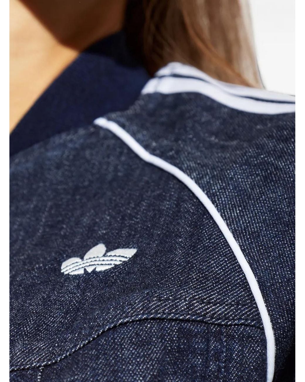 Adidas Blue Superstar Corset Side-Stripe Denim Jacket