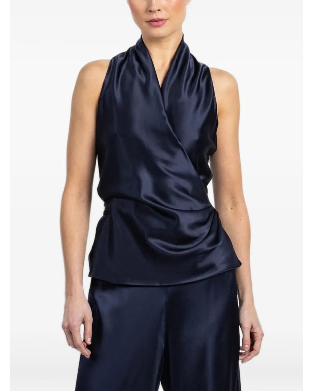 Peter Cohen Blue Wrap Tie Top