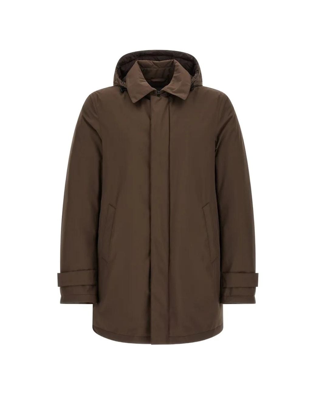 Herno Brown Detachable-Hood Matte-Finish Parka for men