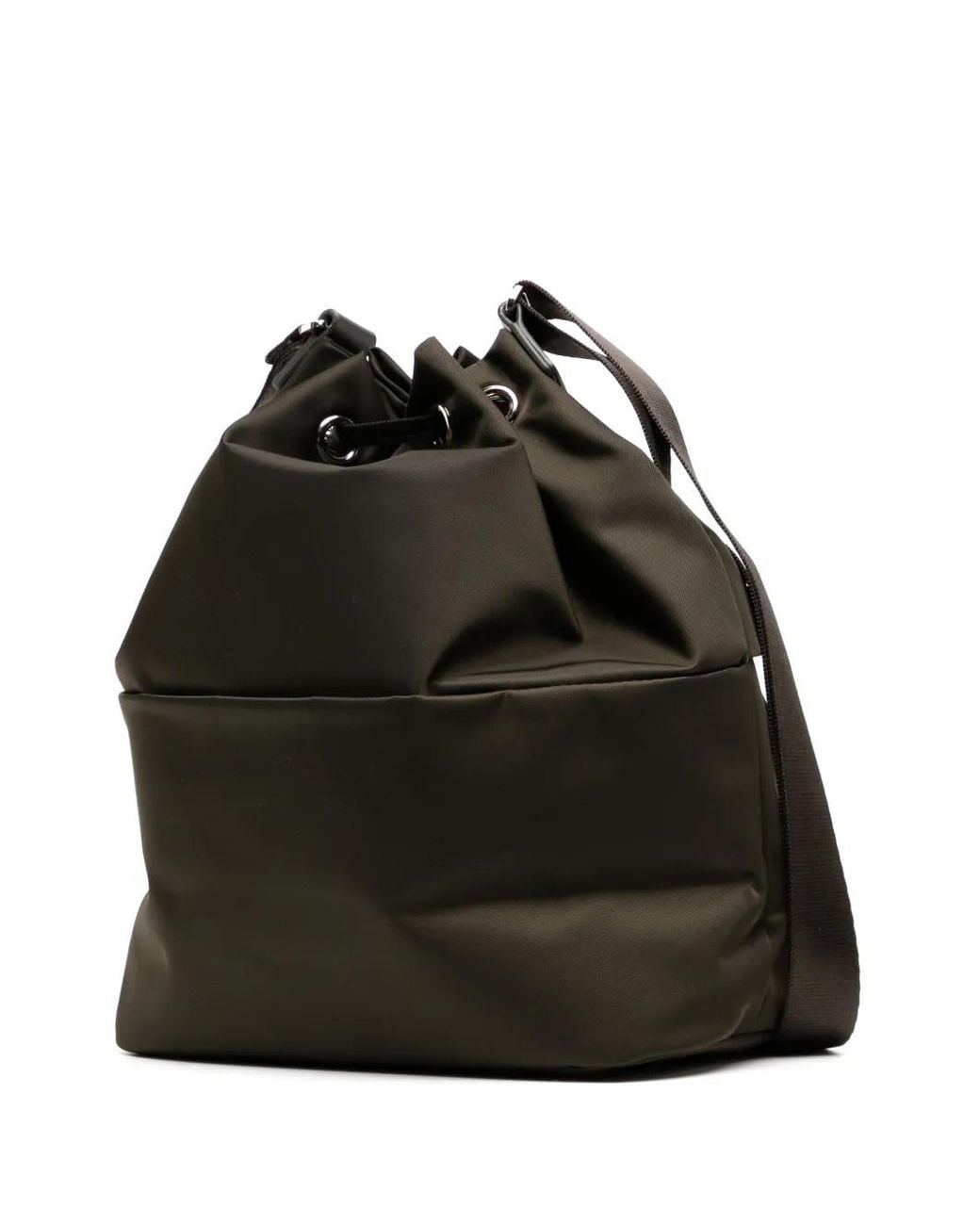 Agnes B. Black Drawstring Nylon Crossbody Bag