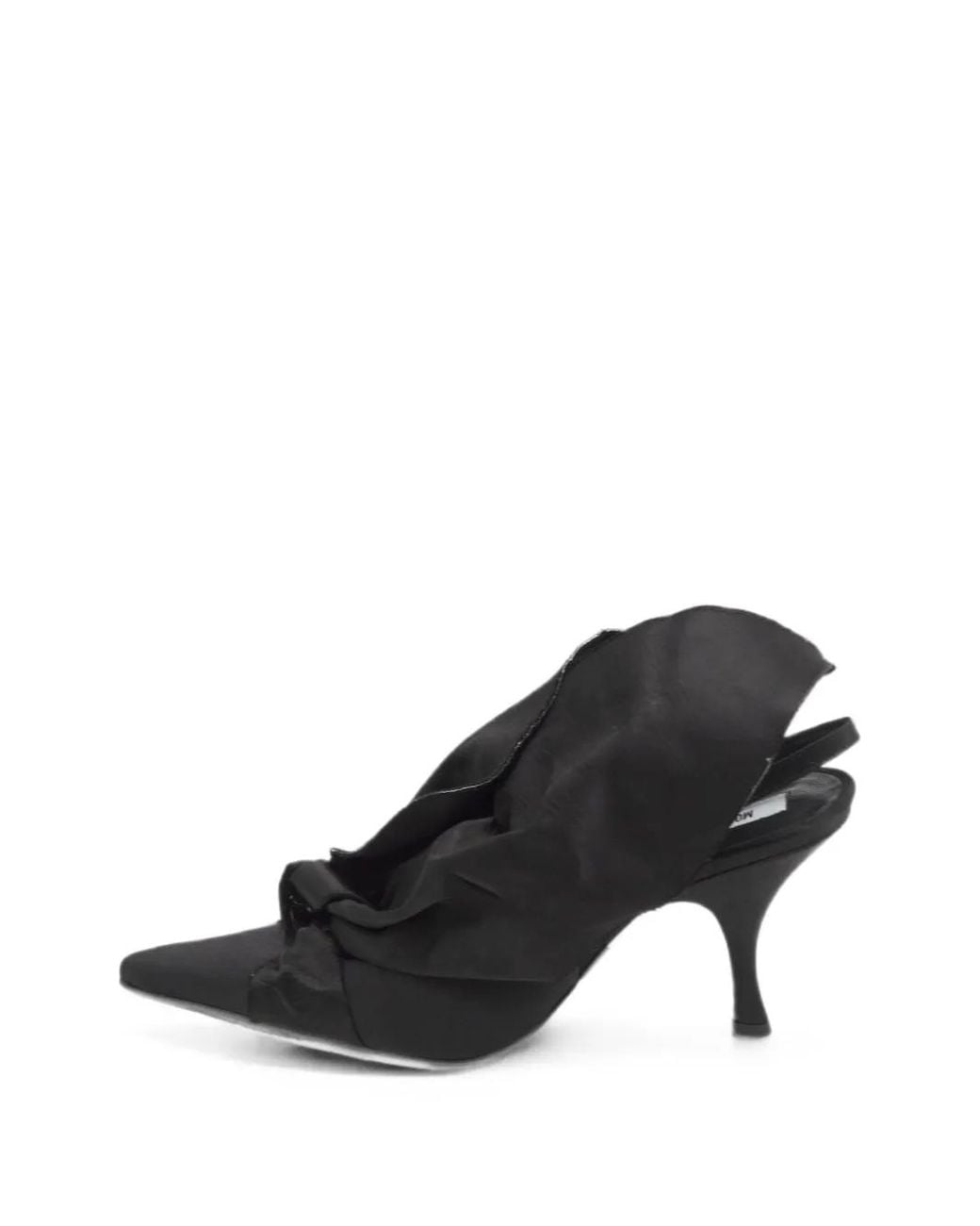 Moschino Black Oversize-Bow Satin Slingback Heeled Pumps