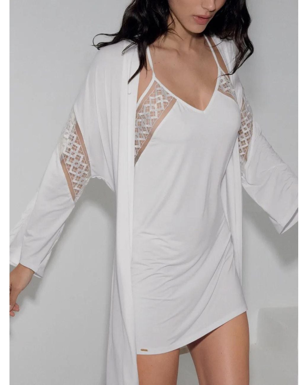 Aubade White Sweet Obsession Lace-Panelled Nightdress