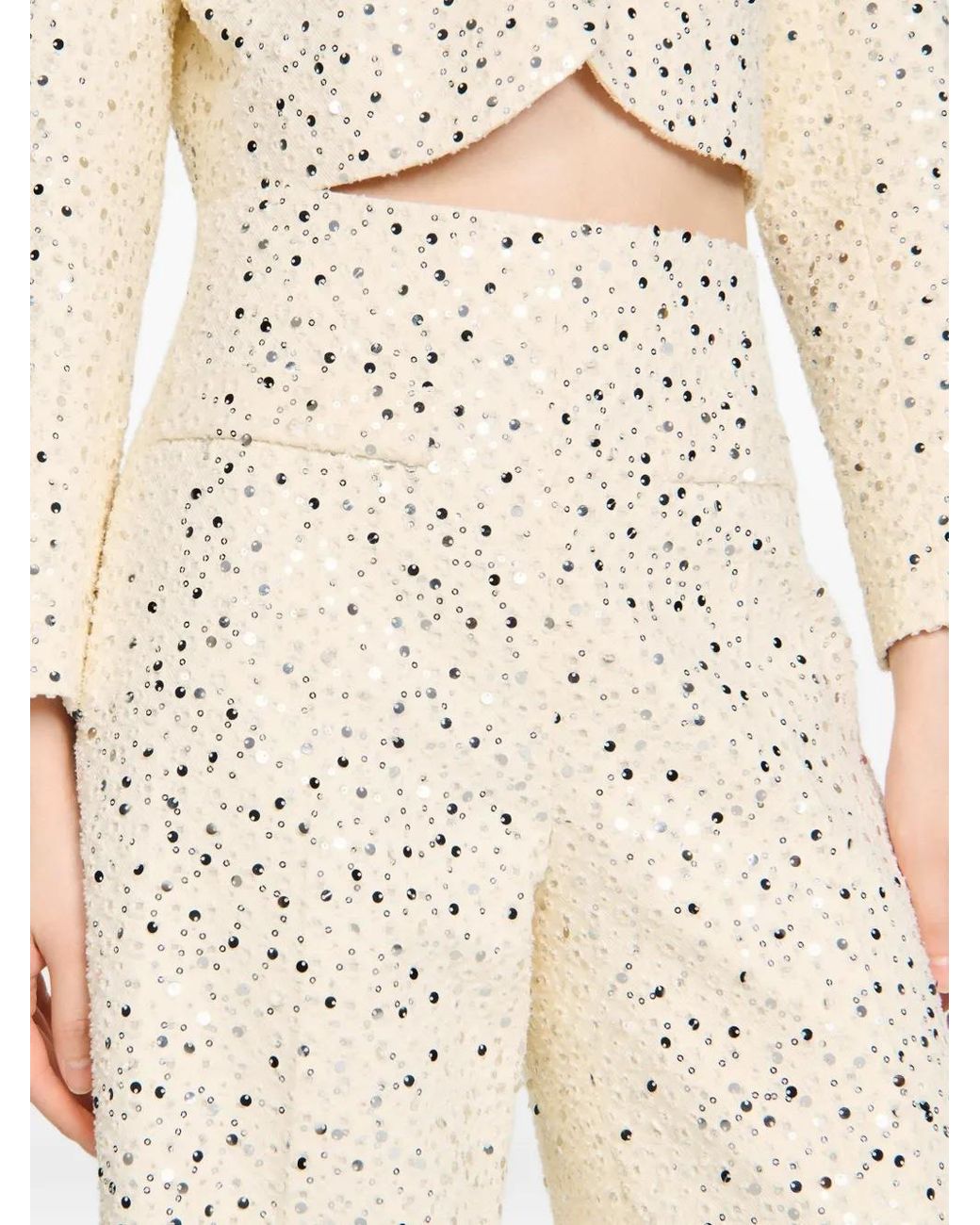 Sandro Natural Geometric Sequin Trousers