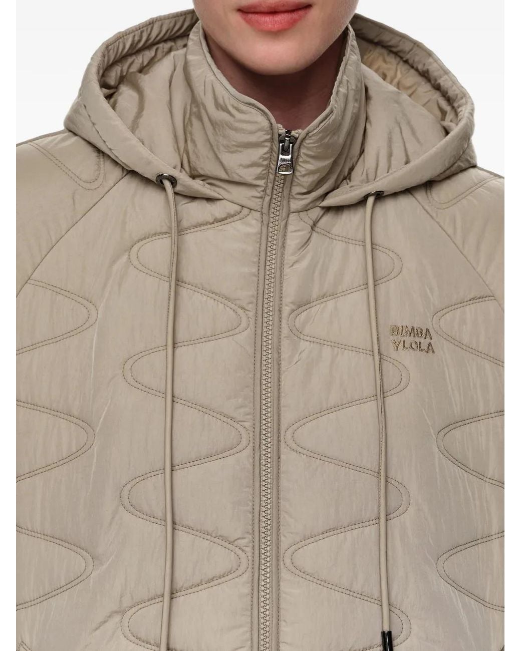 Bimba Y Lola Natural Light-Mint Padded A-Line Trench Coat