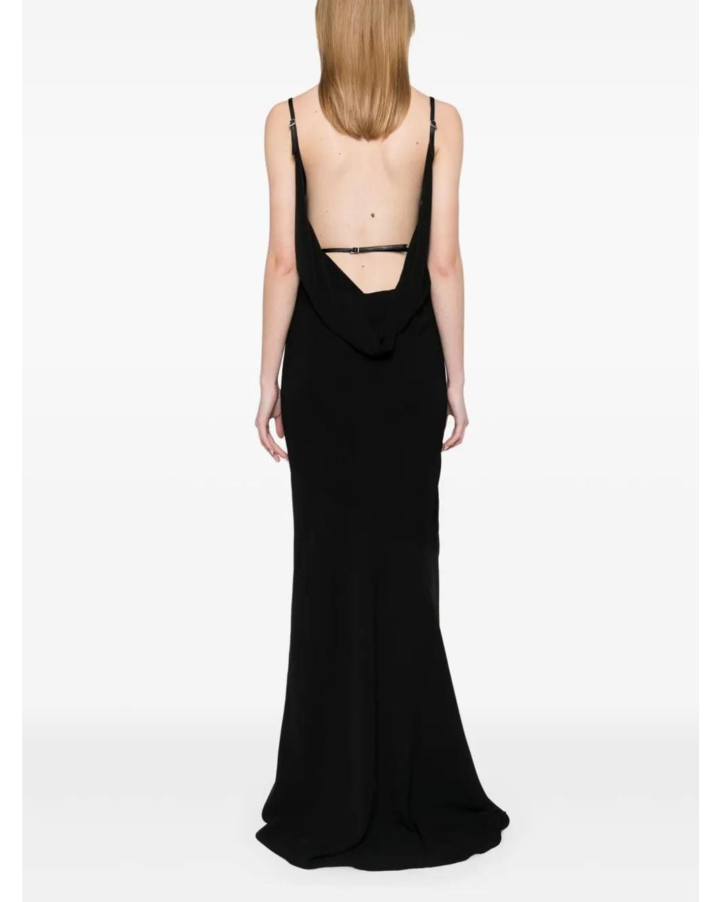 Mugler Black Harness Crepe Gown