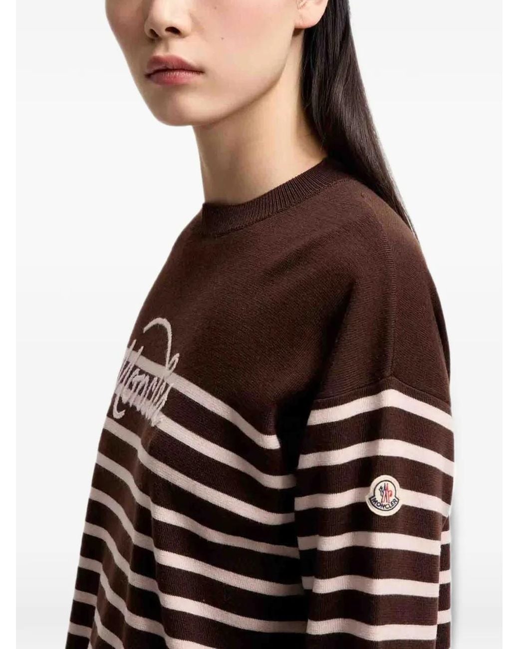 Moncler Brown Striped Wool Sweater