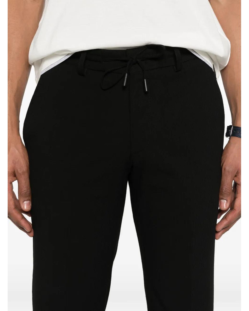 Karl Lagerfeld Black Drawstring-Fastening Trousers for men