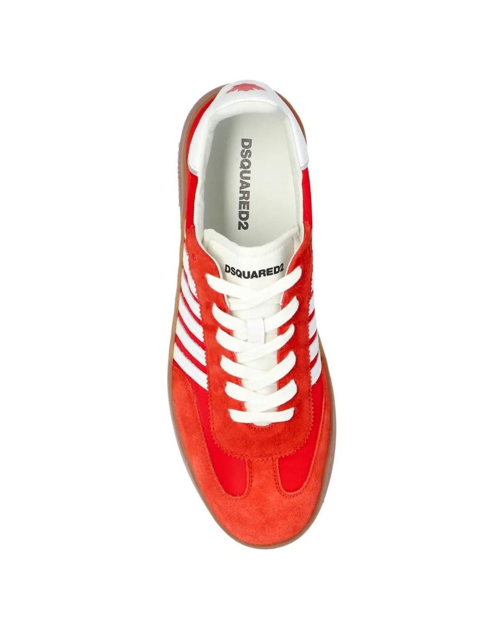 DSquared² Red Leather Sneakers With Striped Detailing for men