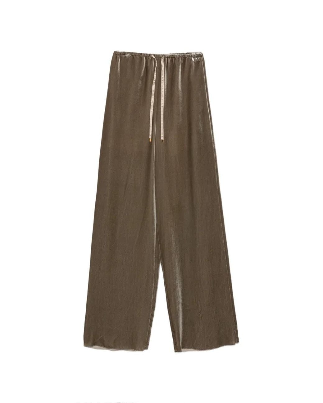 Agnona Green Drawstring Velvet Palazzo Pants
