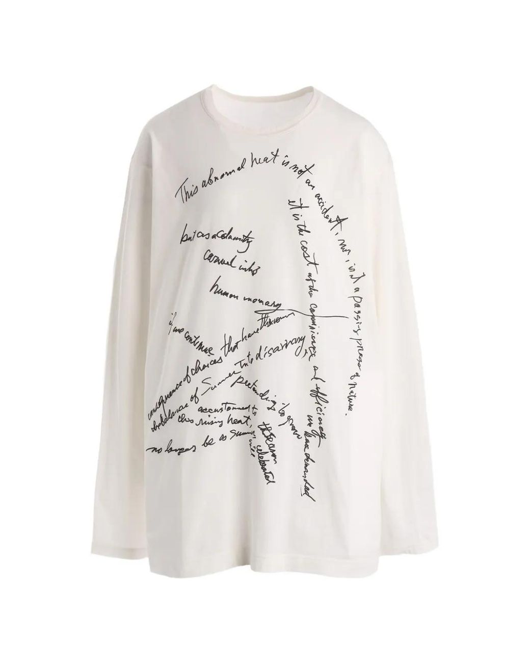 Yohji Yamamoto White Text-Print Long-Sleeve T-Shirt