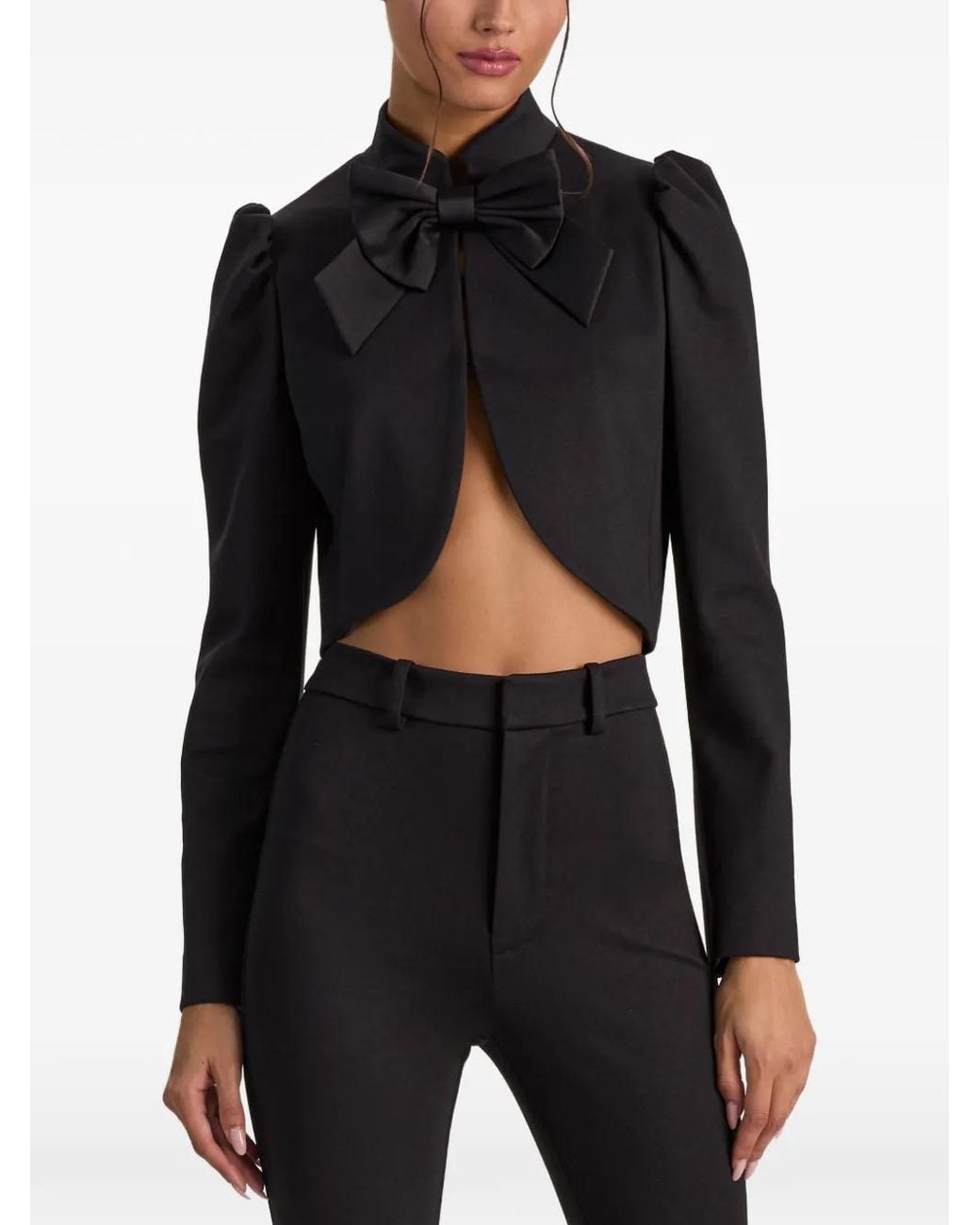 Alice + Olivia Black Veste Crop Ilaria À Détail Nœud