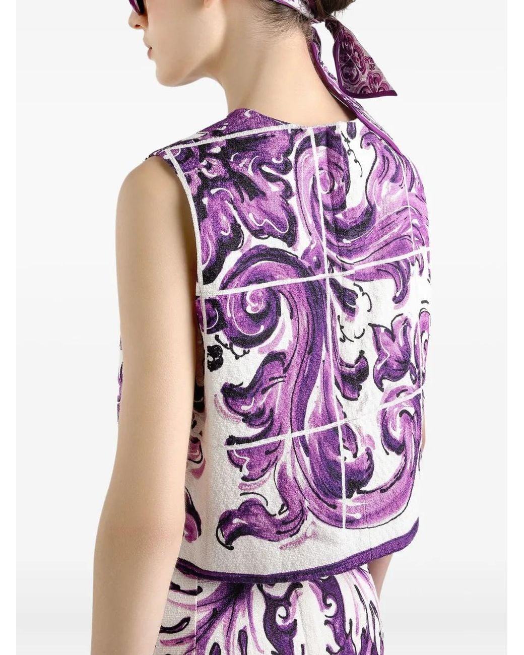 Dolce & Gabbana Purple Majolica-Print Mat Top