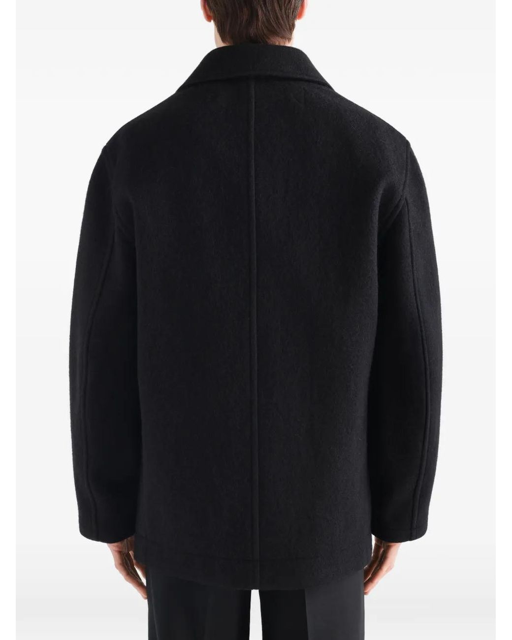 Lemaire Blue Manteau Court À Boutonnière Croisée En Laine Feutrée Et Alpaga for men