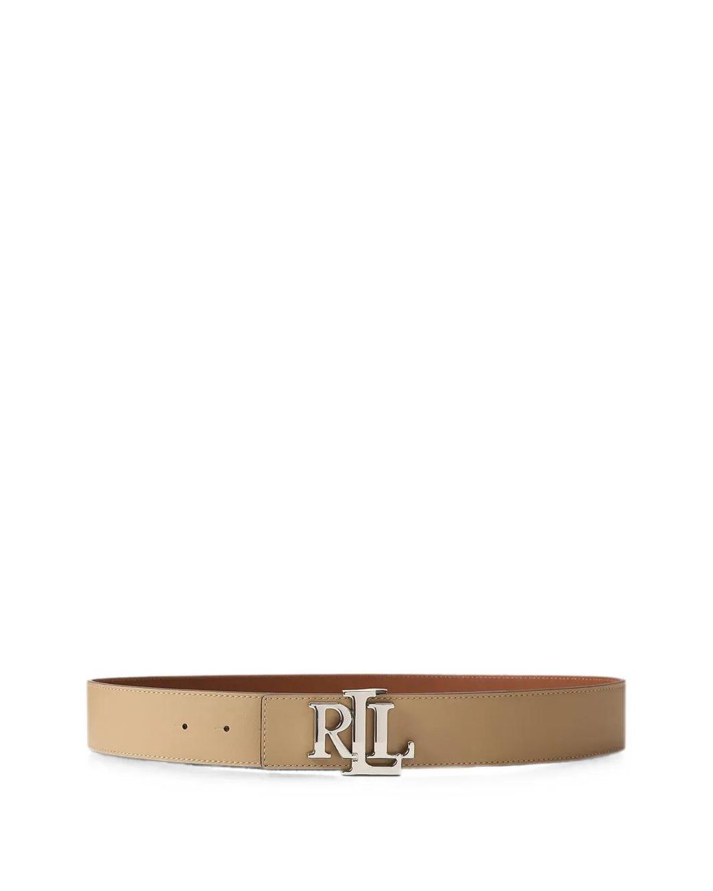 Ralph Lauren White Ceinture Réversible En Cuir À Plaque Logo
