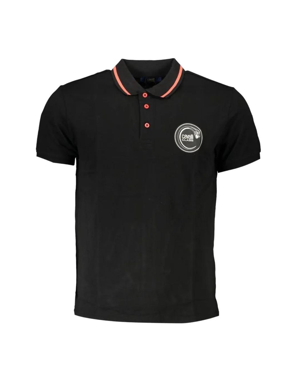 Roberto Cavalli Black Logo-Embroidered Tipped Polo Shirt for men