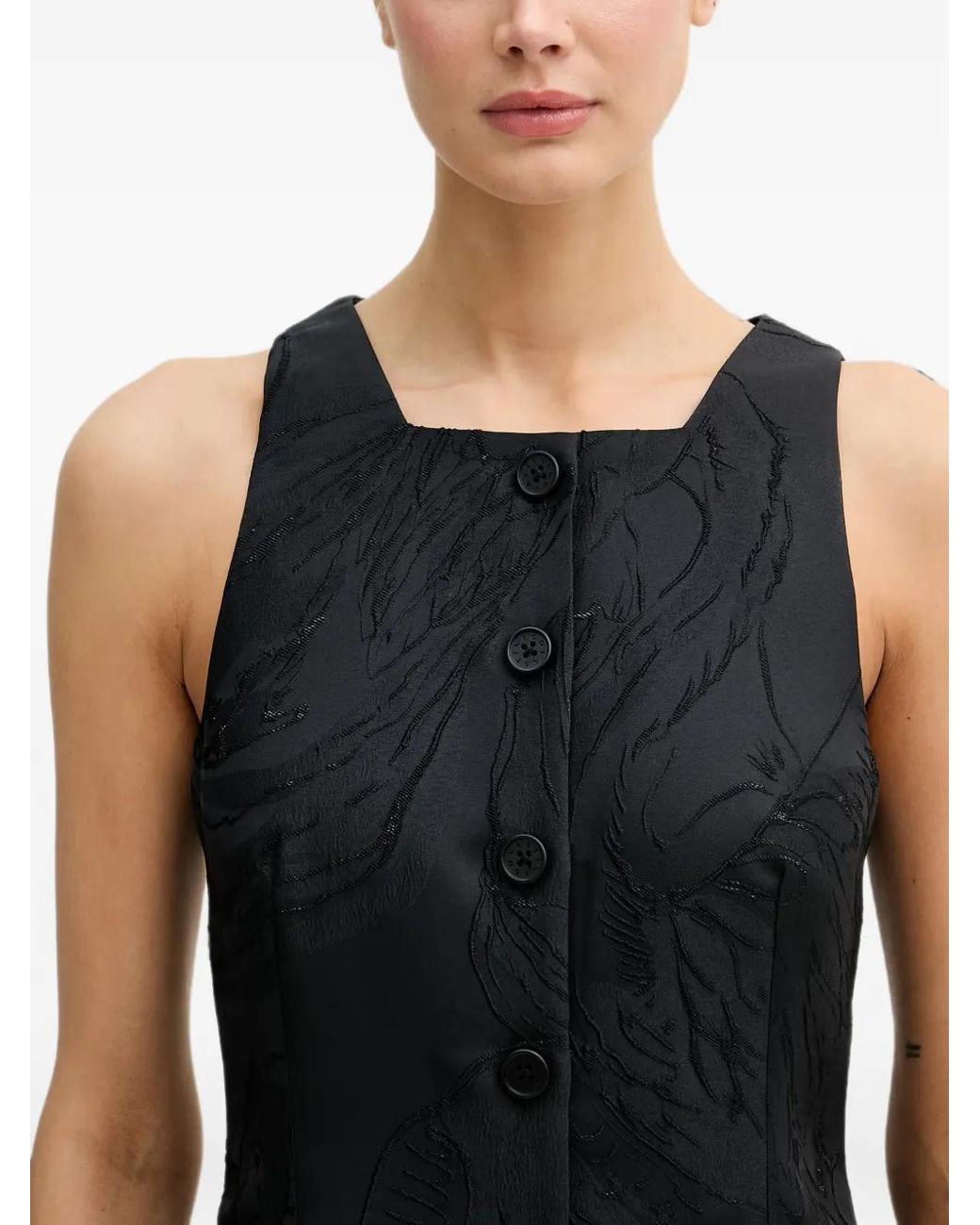 Stine Goya Black Jacquard Button-Up Mini Dress