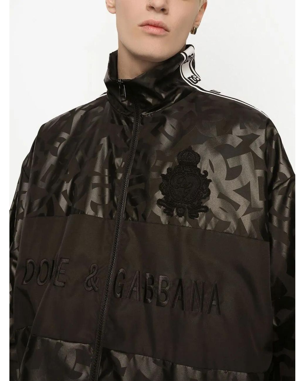 Dolce & Gabbana Black Dg-Print Track Jacket for men