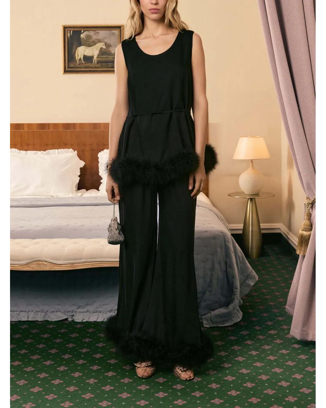 Sleeper Blue Bisou Bisou Feather Trousers