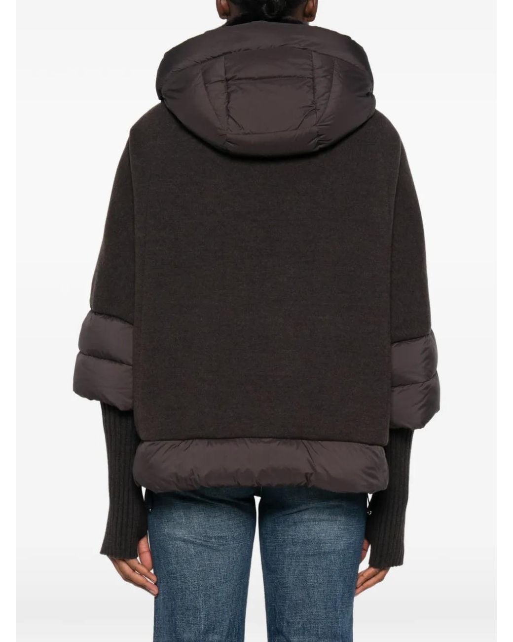 Moorer Black Medea Hooded Panelled Jacket
