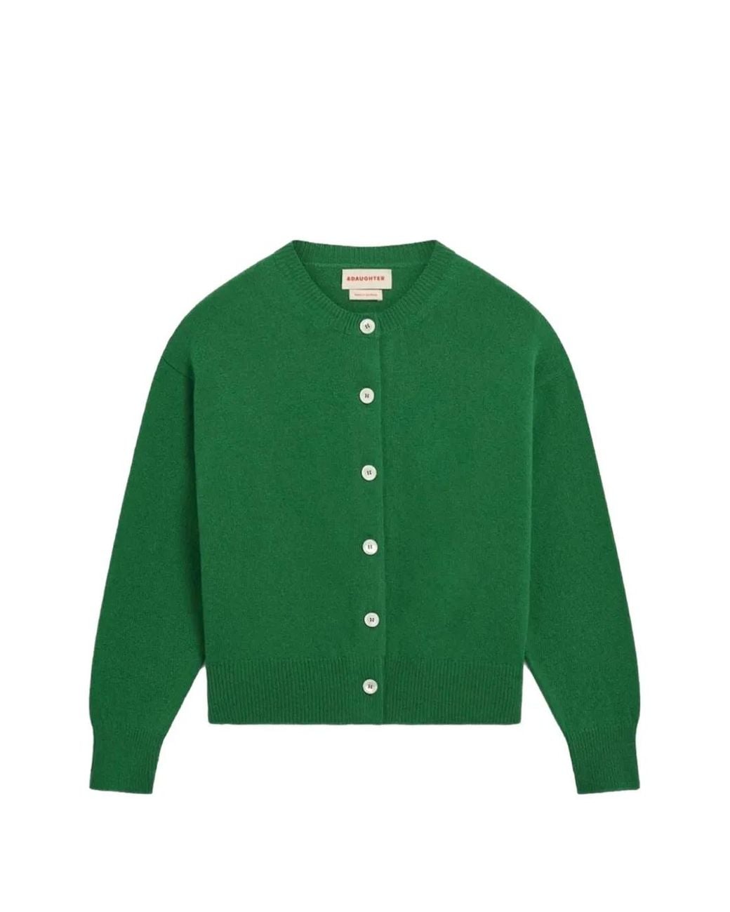 &Daughter Green Ada Button-Up Cardigan